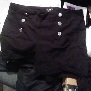 Stretchy Black Sailor Button Shorts